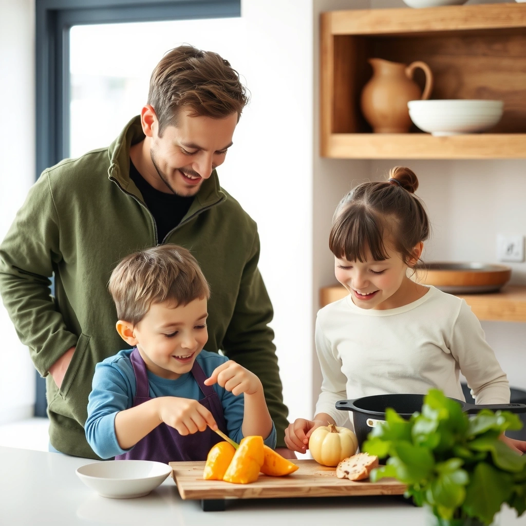 Familie, die gemeinsam kocht